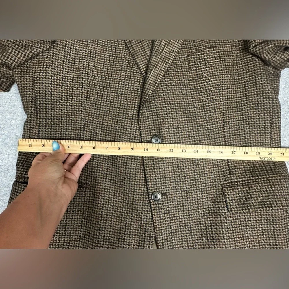 Evan Picone Blazer Mens 43R Houndstooth Wool Elbow‎ Patch Sport Coat Classic